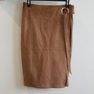 Brown faux suede skirt